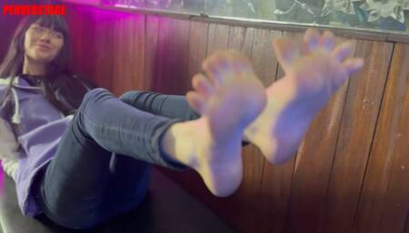 Cosplayer girl is tickled by cleaning lady (Custom)