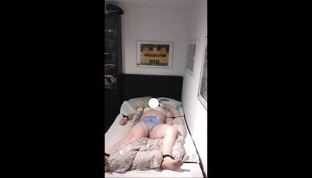 Crossdresser bed bound in sexy woman underwear