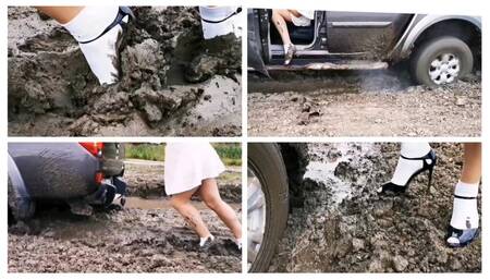 HOT SUMMER SALE: Sexy Julia got her powerful pickup stuck in deep soft mud