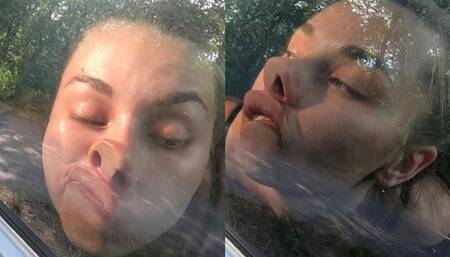 Sliding on the glass in the car (custom video)