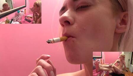 Saige Does Her Make Up And Smokes