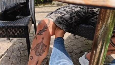 footsie in sidewalk cafe under table HD wmv 1920x1080