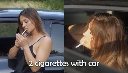 Smoking in the car! Smoking near the car - 2 cigarettes