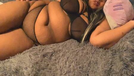 BBW Domme Belly Play in bed + POV Fuck