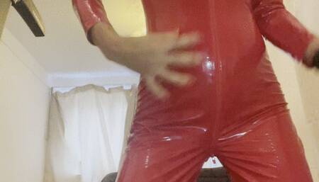 pvc catsuit latex hood mask gasmask strap on cum b ut plug down jacket