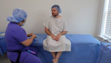 Doctor Jess wears surgical gear and fucks her patient with a strapon