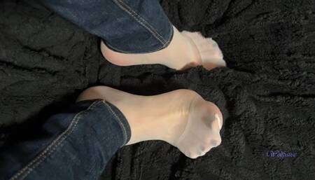 White Nylons Blue Heels