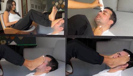 Lavish Mistress Enola's foot regimen - Foot face massage on face and foot stool ( 720HD)