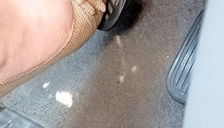 Driving In Taupe Peep Toe Pumps