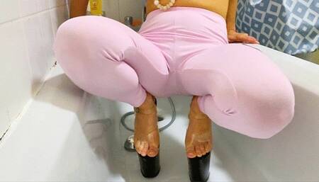 Wet Pink Yoga Pants JOI