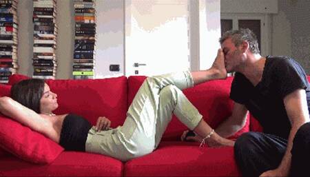 EVIKE - Worship your Goddess, slave - 2 - Foot worship, toe sucking, foot gagging, foot domination, human footstool