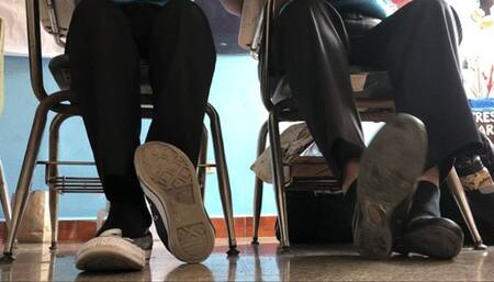 Rachel and Lilian double shoeplay at school pt 2 (Lily’s production)