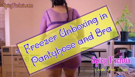 Freezer Unboxing in Pantyhose and Bra, wmv