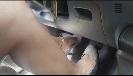 Katherine first driving lesson with nice pedal pumping