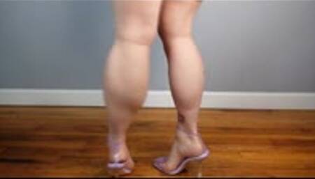 Calves Flex in Lavender Plastic Heels with Ankle Strap and Blue toenails MP4 640