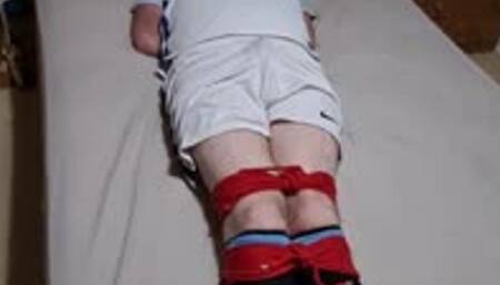 Tied up footballer escape challenge
