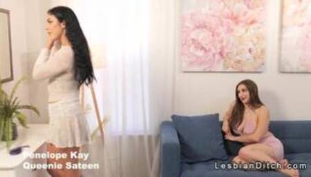 After party lesbians licking each other on the sofa