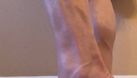 Standing Barefoot Oil Massage and Calf Flex