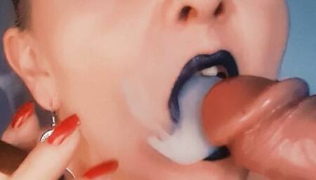 Lustful Smoky Cigar Blowjob with big creamy OMIs, Spitting and lots of French Inhalations*Dildo Blowjob Fantasy*Topless