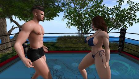 Mixed wrestling: Milan fights jake to steal his cock LOW