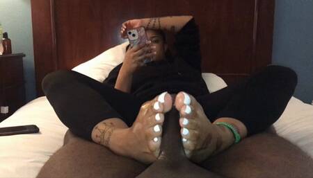 Short but explosive footjob and handjob