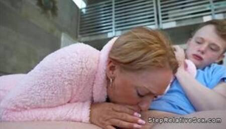 Anoying stepmom in bunny suit fucks in doggy style