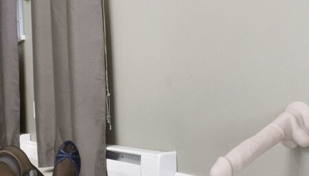 Amputee wears nylons and gives dildo a FJ