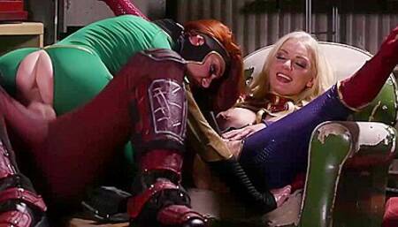 Busty Pornstars In Parody Sucking A Cock With Captain Marvel