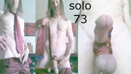 Heteroflexible K solo V73: thin fit muscular hung older twunk necktie as makeshift cockring