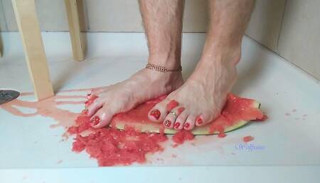 Sexy Male Feet JOI (while he strokes this watermelon slice with his toes)