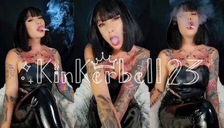 Chain-smoking wearing Leather and PVC