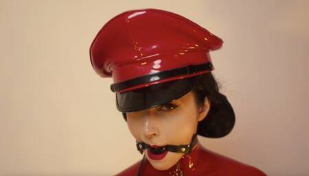 Goddess in red catsuit tied with ropes (720p)