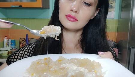 Blackmail with disgust food meat jelly cook