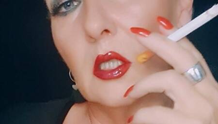 Close up powerful intensly chainsmoke of your SmokerQueen - Mistress smoke - 2 Camel 100s