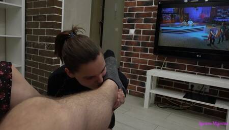 Sweaty feet and nasty food for my stupid slave girl!