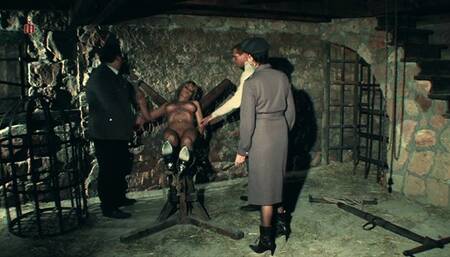 Rebecca - the horny slut is tied to the spreader chair and tickled to the extreme