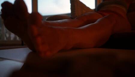 Relaxing in the couch after dinner with my feet on the table fw