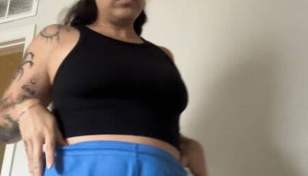 Giantess uses tiny intruder she caught spying as a masturbation toy