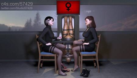 Human Protein Dispencer Sniffs Femdom Flight Attendant Nylons