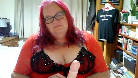 Miss M unveils her plans for an upcoming bondage session -TopofthePot,female domination,BBW domination,BBW bondage,amateur,dildo,post cum play,post orgasm torment,man tied to ladder,man in bondage,male bondage,piece to camera,man tied up,