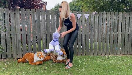 Destroy the toys smoking and burning