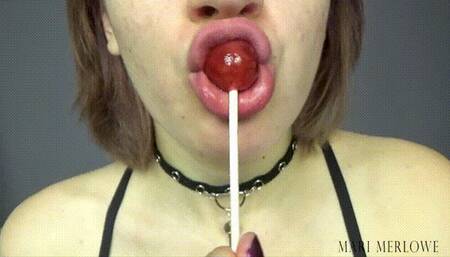 Lollipop Sucker Lick Suck and Eat Close Up - Mari Merlowe - MP4 720p HD