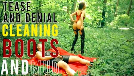 Tease and denial + cleaning my mud from the boots outdoor