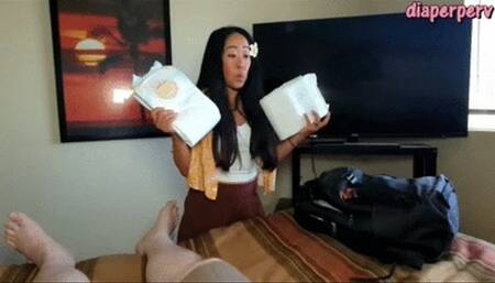 Diaperperv POV casual diaper change in backseat