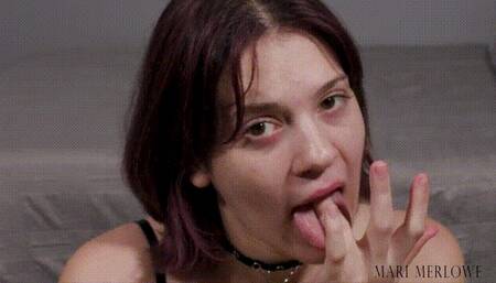 POV Mari Licks and Sucks You - Mouth Fetish - Mari Merlowe