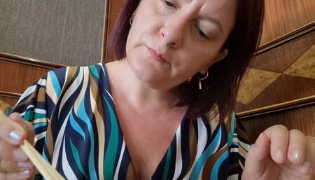 Big cough while eating in a public restaurant 1080HD