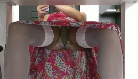 Wear white stockings over your tan pantyhose MP4 HD 720p