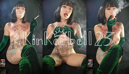 Kinkerbell23 smoking Malboro superking with Velvet thigh high boots and gloves