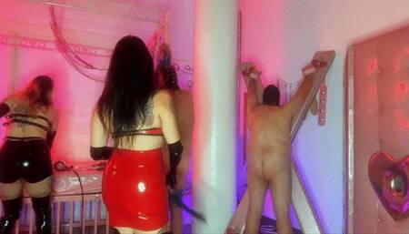 Hot Dommes in Latex Beating slaves Ft Goddess Sativa