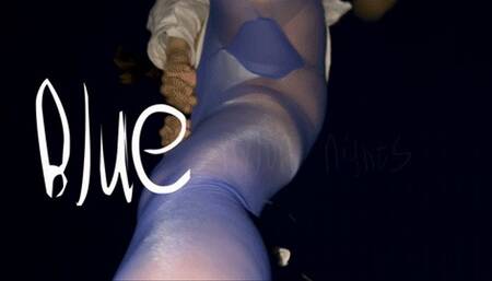 Blue Nylon Nights - Blue Pantyhose Beach Tease